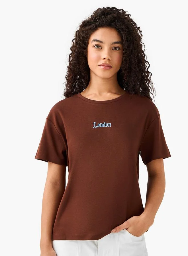 لي كوبر Lee Cooper Cotton T-shirt with Logo Print